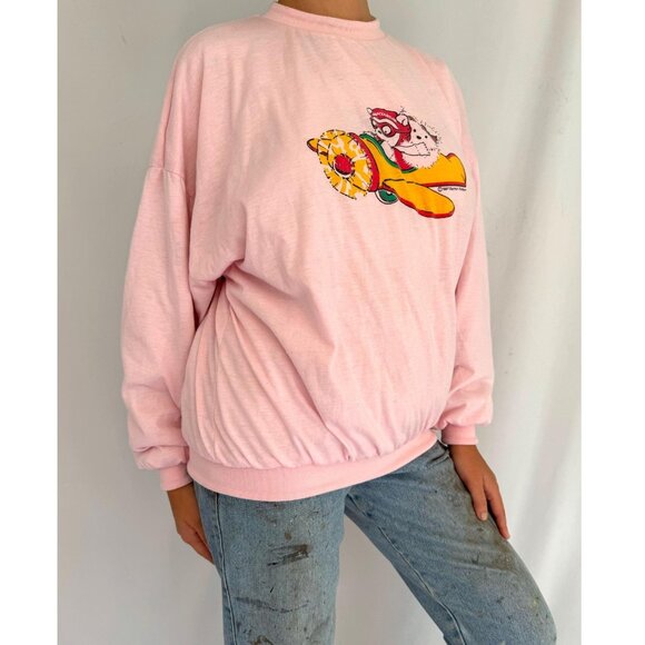80s vintage pink reversible puffy santa bear holiday graphic pullover sweatshirt - Picture 3 of 10